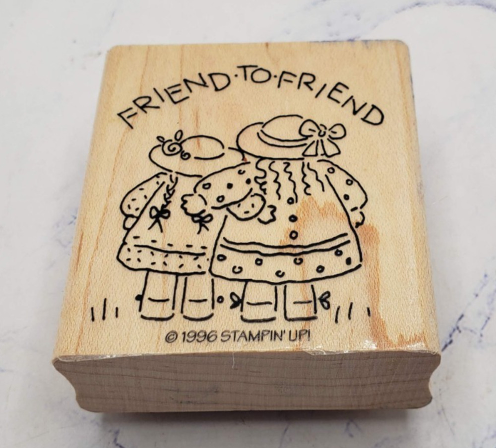 Stampin Up! Friend to Friends Two Girlfriends Wood Mounted Rubber Stamp